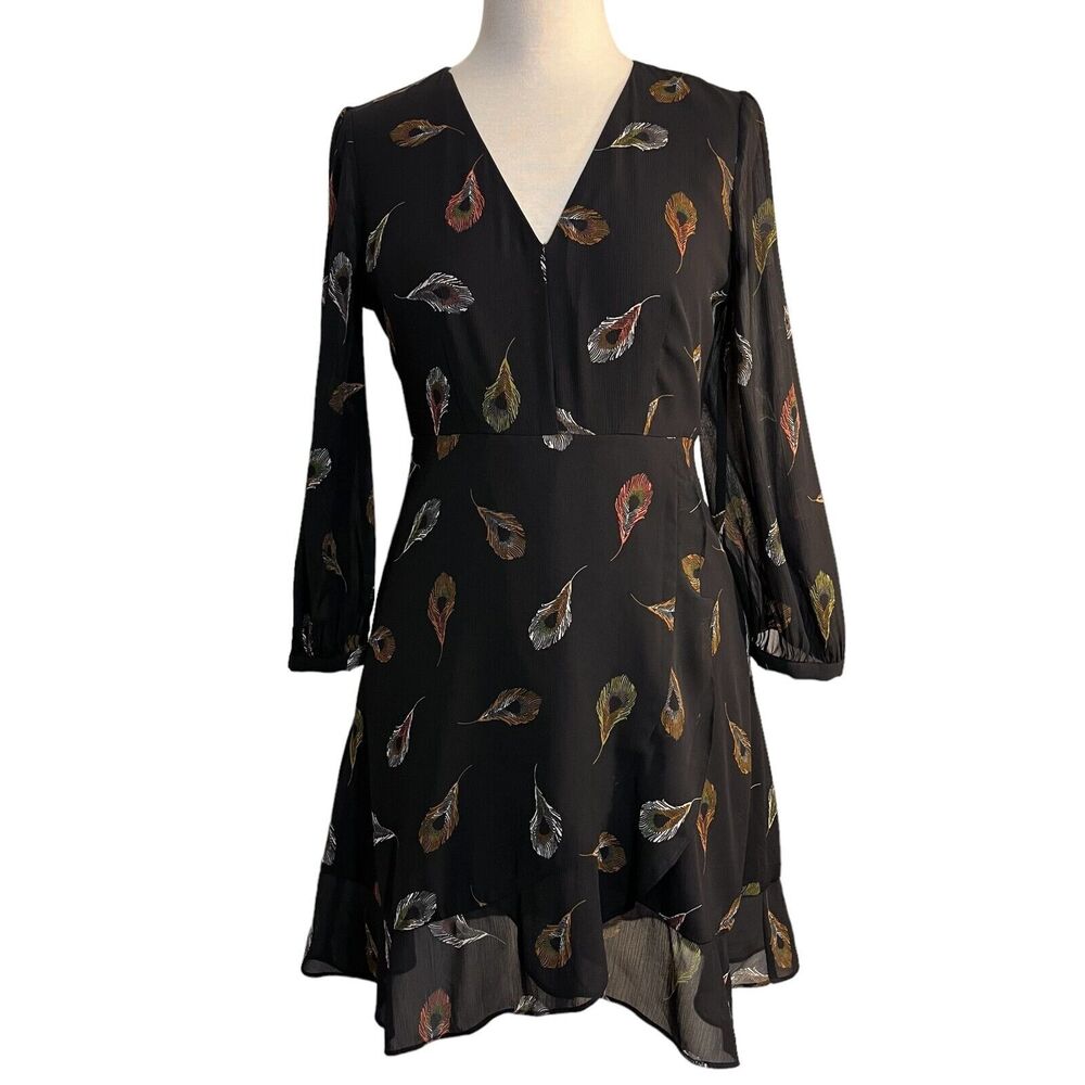 Madewell Poppy Dress in Peacock Feathers Black Sz 0 H2274